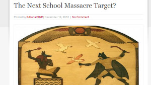 An online article claims to have found a connection between the shootings in Aurora and Newtown. It also includes a potential future target for 'the next school massacre.' (Photo: RevelationNow)